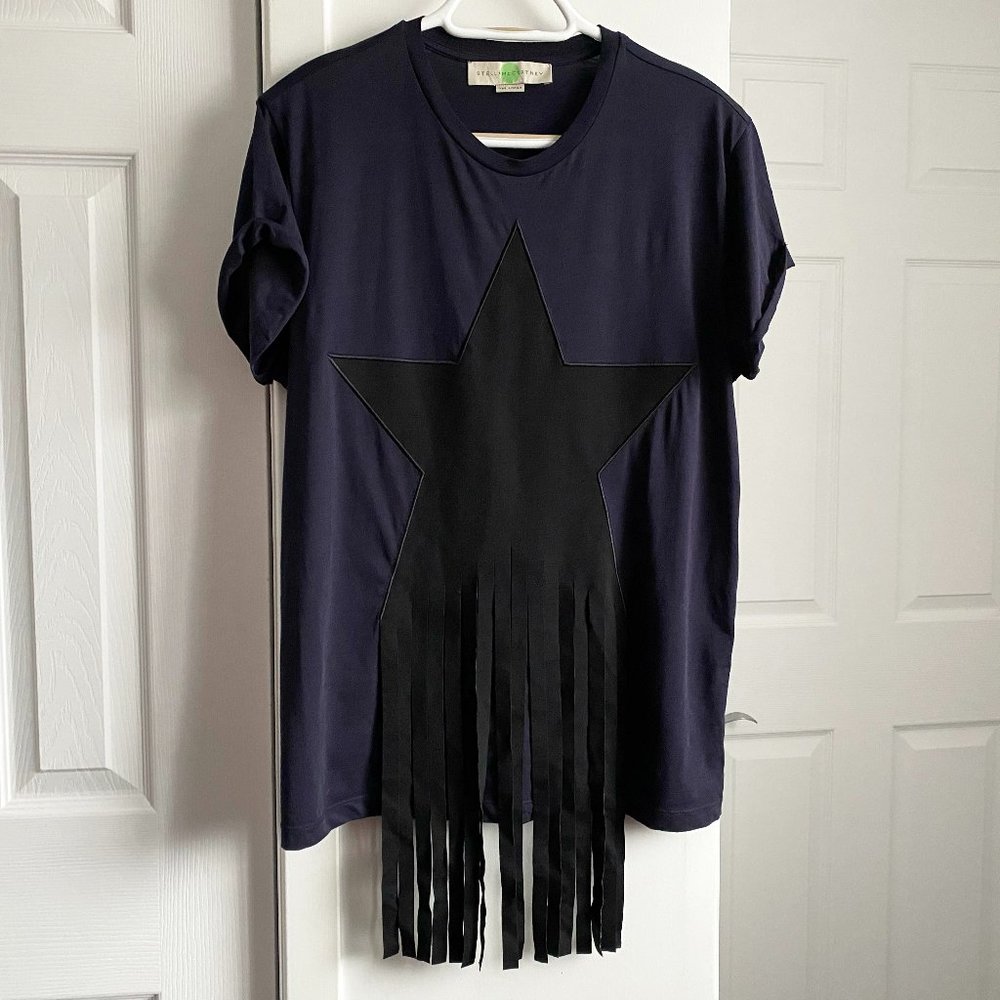 Stella McCartney Navy/Black Star Fringe Tee Shirt, size 42 (fits like a size 4) - Picture 3 of 10